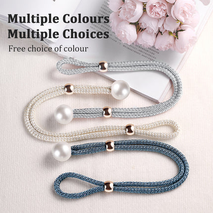 Curtain Tiebacks Pearl Strap Set 3 Pairs Decorative Buckle Holder Rings Hooks