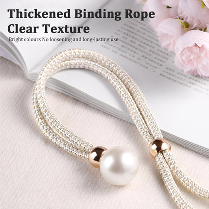 Curtain Tiebacks Pearl Strap Set 3 Pairs Decorative Buckle Holder Rings Hooks