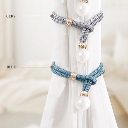 Curtain Tiebacks Pearl Strap Set 3 Pairs Decorative Buckle Holder Rings Hooks