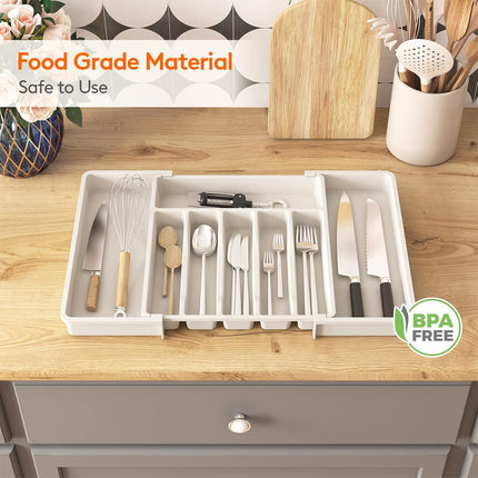 Portable Tableware Storage Box Telescopic Household Storage Tray Organizer