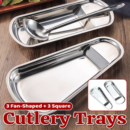 6PCS Stainless Steel Utensil Rest Trays Spoon Holder Kitchen Counter Organiser