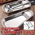 6PCS Stainless Steel Utensil Rest Trays Spoon Holder Kitchen Counter Organiser