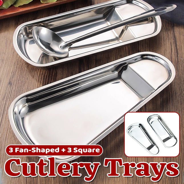 6PCS Stainless Steel Utensil Rest Trays Spoon Holder Kitchen Counter Organiser