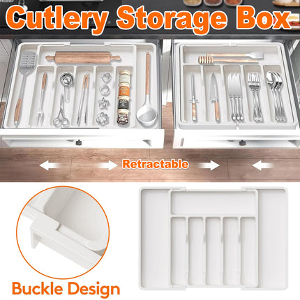 Portable Tableware Storage Box Telescopic Household Storage Tray Organizer