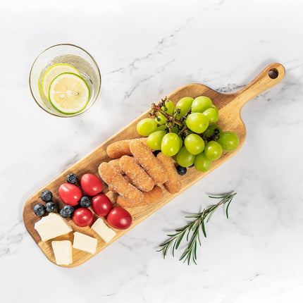 Acacia Wood Cutting Board - Round or Paddle Serving Board Food-Safe Non-Slip