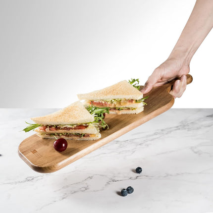 Acacia Wood Cutting Board - Round or Paddle Serving Board Food-Safe Non-Slip