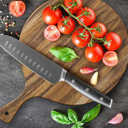 Acacia Wood Cutting Board - Round or Paddle Serving Board Food-Safe Non-Slip