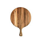 Acacia Wood Cutting Board - Round or Paddle Serving Board Food-Safe Non-Slip