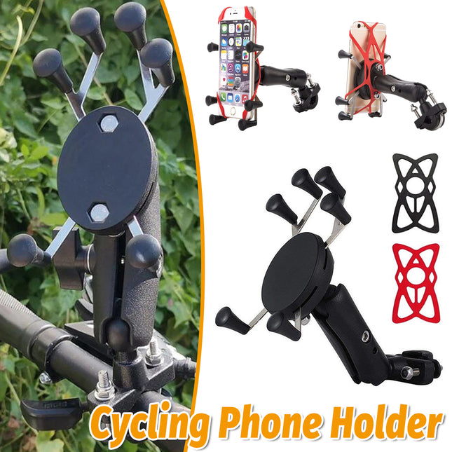 Universal Motorcycle Phone Holder Six Claw Mount Shockproof Silicone Grip Stand