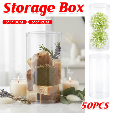 50pcs Clear Cylinder Organizer Storage Tube Container Case Pack Set Kit Easy Use