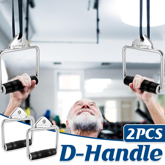2pcs Metal D-Handle Stirrup Cable Attachments Machine Workout Fitness Gym