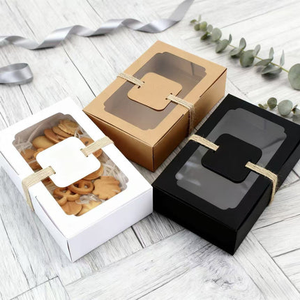 24PCS Kraft Candy Box with Clear Window Easy to Assemble Durable Gift Boxes