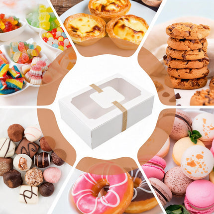 24PCS Kraft Candy Box with Clear Window Easy to Assemble Durable Gift Boxes