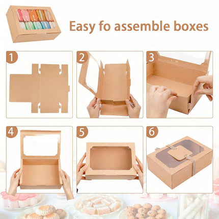 24PCS Kraft Candy Box with Clear Window Easy to Assemble Durable Gift Boxes