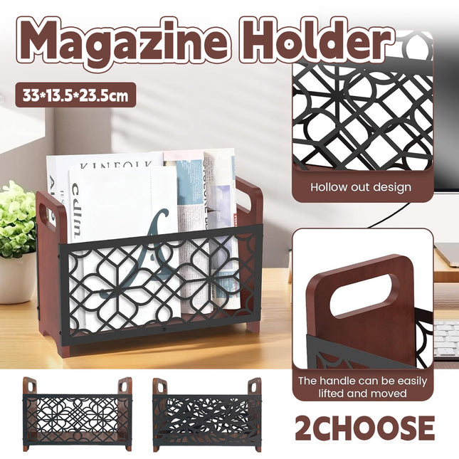 Wooden Magazine Rack Standing Book Storage Shelf For Home Office Book Storage