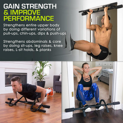 Pull Up 2-Bar Doorway Trainer Home Indoor Gym Fitness Equipment Stable Durable