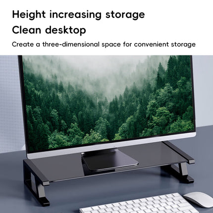 Monitor Stand Riser Tempered Glass Top Metal Frame 51x21.5x8cm Black White