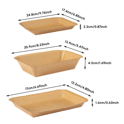 100PCS Kraft Paper Plates Lunch Box Food-Grade Water abd Oil Repeleent Outdoor