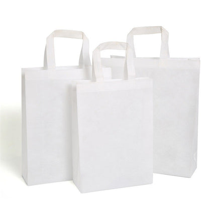 100PCS Reusable Non Woven Shopping Bags Eco Friendly Washable Tote Bags White