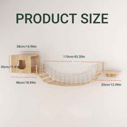 Wall Mounted Cat Climbing Shelf Jumping Platform Wooden Pet Perch Furniture