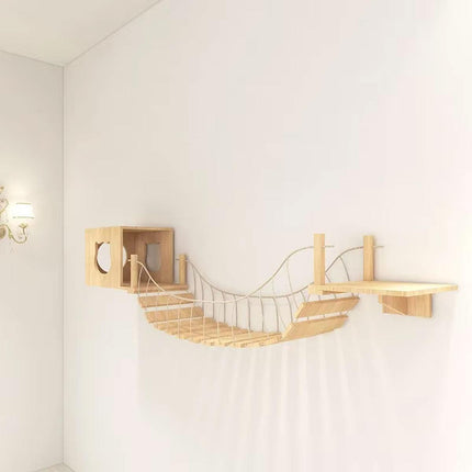 Wall Mounted Cat Climbing Shelf Jumping Platform Wooden Pet Perch Furniture