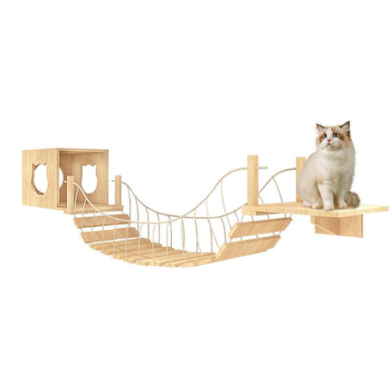 Wall Mounted Cat Climbing Shelf Jumping Platform Wooden Pet Perch Furniture