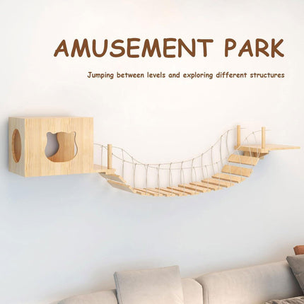 Wall Mounted Cat Climbing Shelf Jumping Platform Wooden Pet Perch Furniture