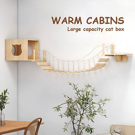 Wall Mounted Cat Climbing Shelf Jumping Platform Wooden Pet Perch Furniture