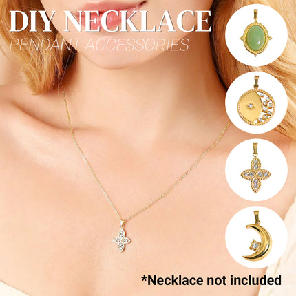 Stainless Steel Pendant Charm Gold Tone for DIY Jewellery Crystal Stone
