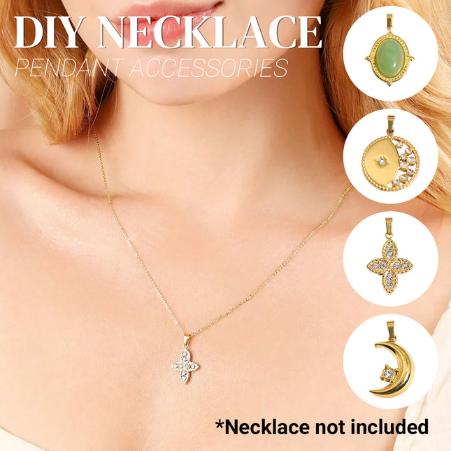 Stainless Steel Pendant Charm Gold Tone for DIY Jewellery Crystal Stone