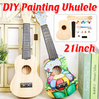 Ukulele Small Guitar with DIY Material Kit 21 Inch Wood Colour Easy to Assemble