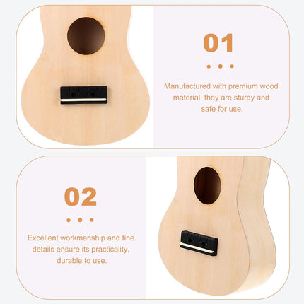 Ukulele Small Guitar with DIY Material Kit 21 Inch Wood Colour Easy to Assemble