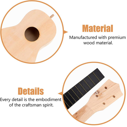 Ukulele Small Guitar with DIY Material Kit 21 Inch Wood Colour Easy to Assemble