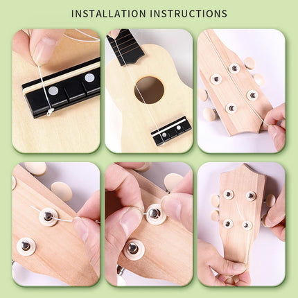 Ukulele Small Guitar with DIY Material Kit 21 Inch Wood Colour Easy to Assemble