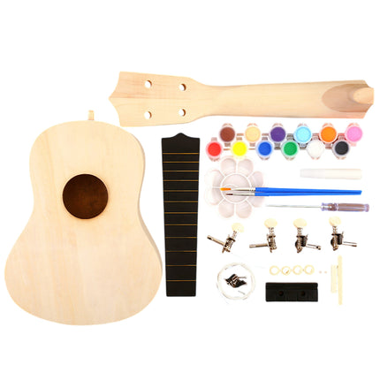 Ukulele Small Guitar with DIY Material Kit 21 Inch Wood Colour Easy to Assemble