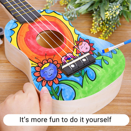 Ukulele Small Guitar with DIY Material Kit 21 Inch Wood Colour Easy to Assemble