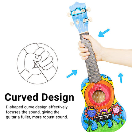 Ukulele Small Guitar with DIY Material Kit 21 Inch Wood Colour Easy to Assemble