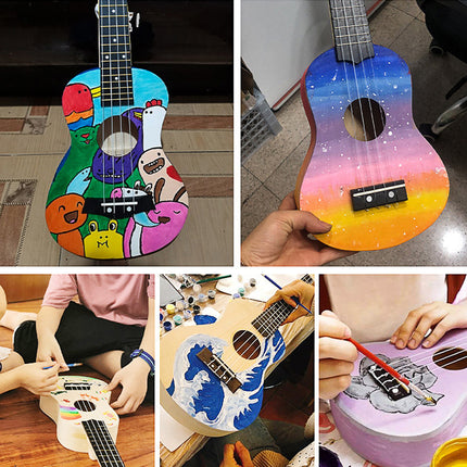 Ukulele Small Guitar with DIY Material Kit 21 Inch Wood Colour Easy to Assemble
