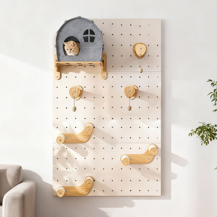 DIY Pegboard Cat Climbing Frame Wall Mounted Activity Center Freely Matched