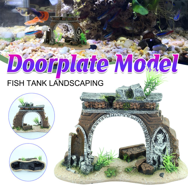 Fish Tank Landscape Archway Door Plate Decoration Fish Shrimp Shelter Aquarium