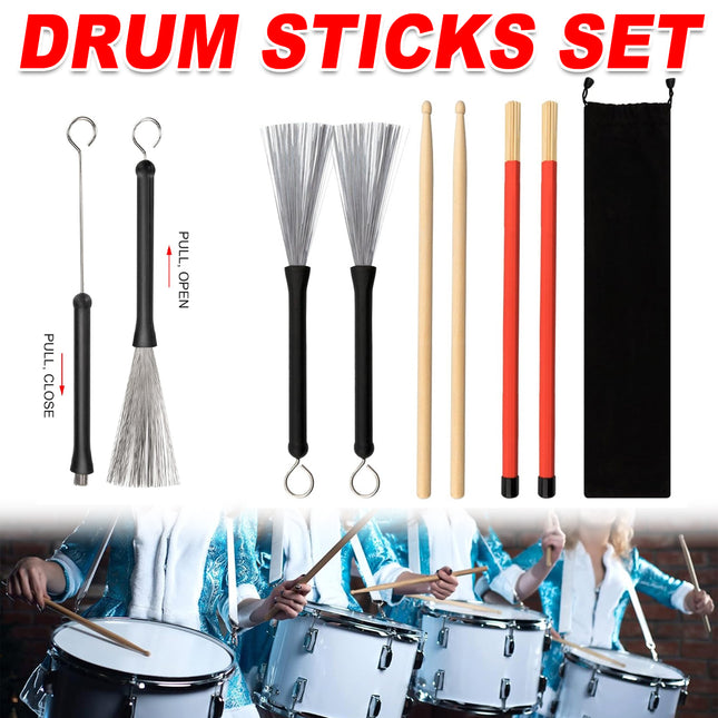 Drum Sticks 4 Piece Set for Acoustic Electric Drums Professional Music Practice