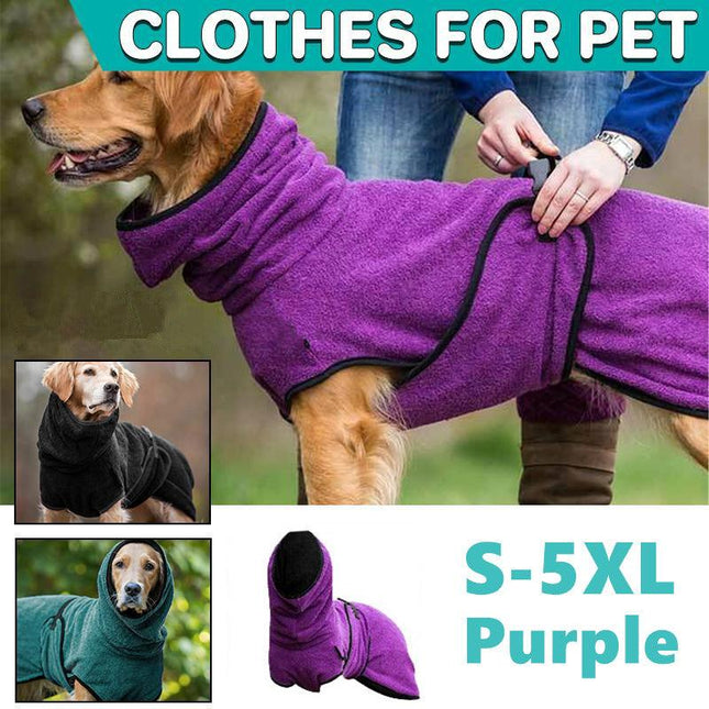Pet Bathrobe Clothes Dog Towel Drying Robe Soft Warm Super Absorbent Purple - Aimall