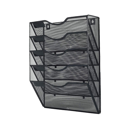 Wall-Mounted 5 Tier Metal File Storage Rack Document Holder Space Saving