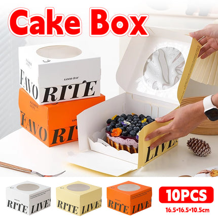 10Pcs Clear Window Cake Dessert Takeaway Box Bakery Packaging For Party Cupcake