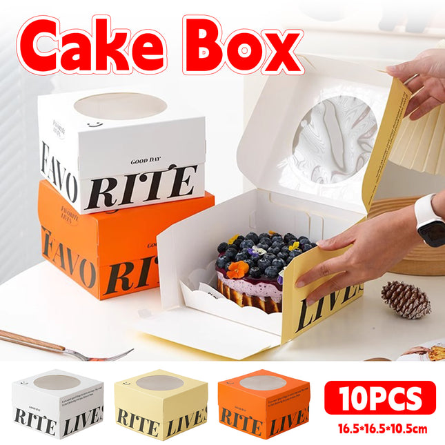 10Pcs Clear Window Cake Dessert Takeaway Box Bakery Packaging For Party Cupcake