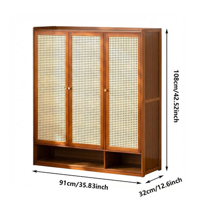 Home Entryway Bamboo Shoe Cabinet With Door Breathable Dustproof Space Saving