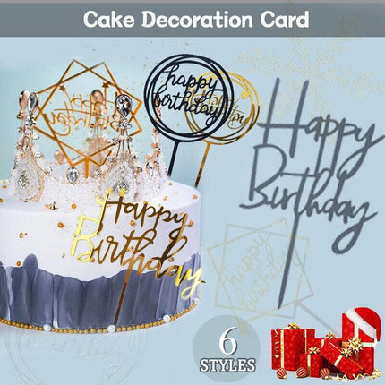 Elegant Acrylic Happy Birthday Cake Topper Decoration Card for Party Supplies