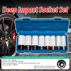 8PCS Deep Impact Socket Set Drive Metric Sizes Durable for Automotive Repair