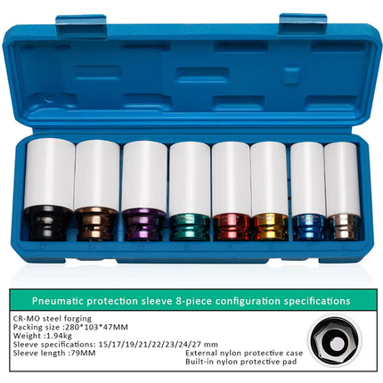 8PCS Deep Impact Socket Set Drive Metric Sizes Durable for Automotive Repair