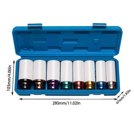 8PCS Deep Impact Socket Set Drive Metric Sizes Durable for Automotive Repair